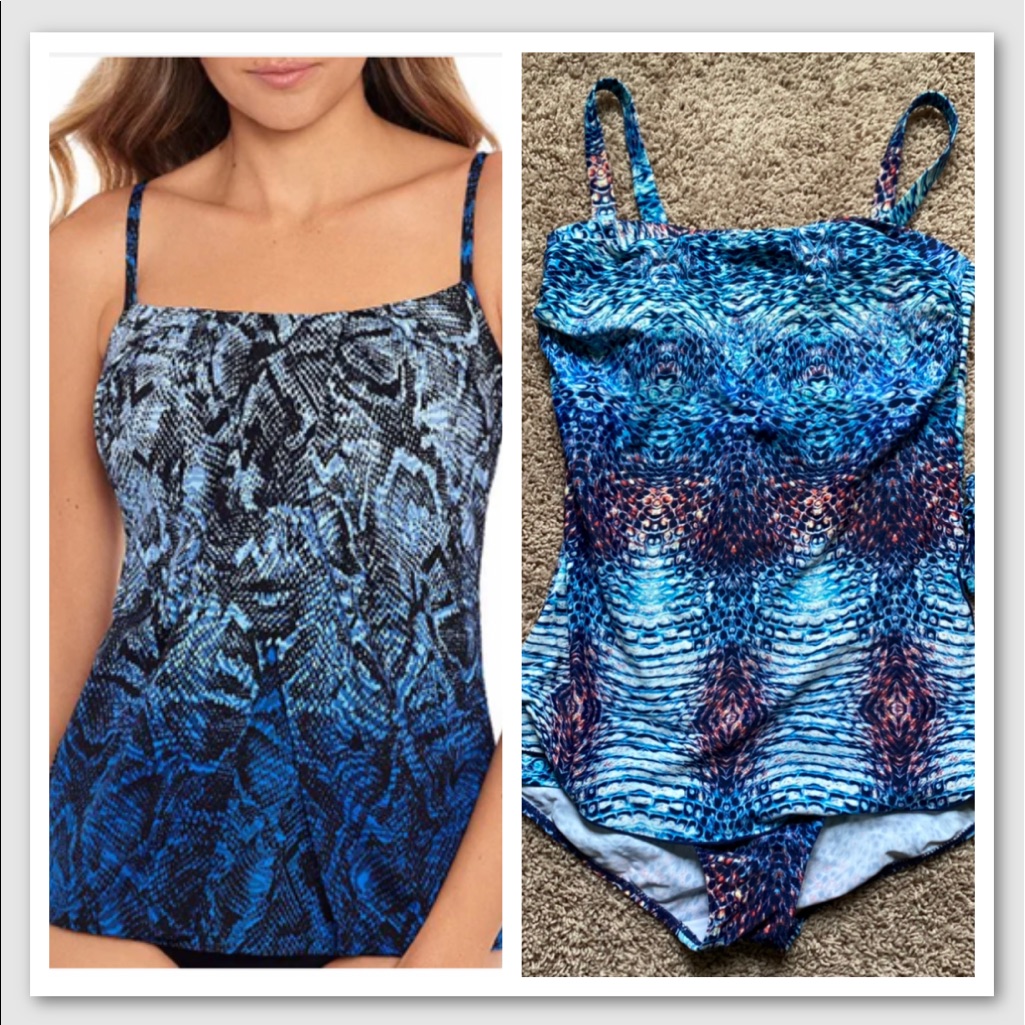 Island Pearls Tropical One Piece Plus Size 14 Modest Tummy Control Detach Straps